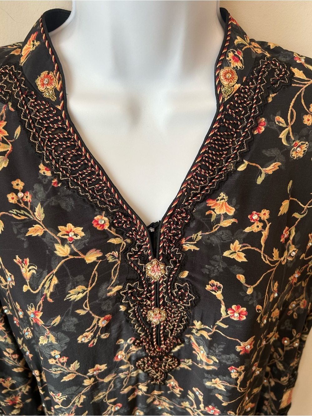 Stunning Kaftan Tunic Dress Boho Luxe Embroidered | Johnny Was Style Artisan